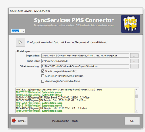 SIDEXIS SYNC SERVICES PMS Connector